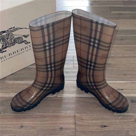 fake burberry print rain boots|burberry haymarket rain boots.